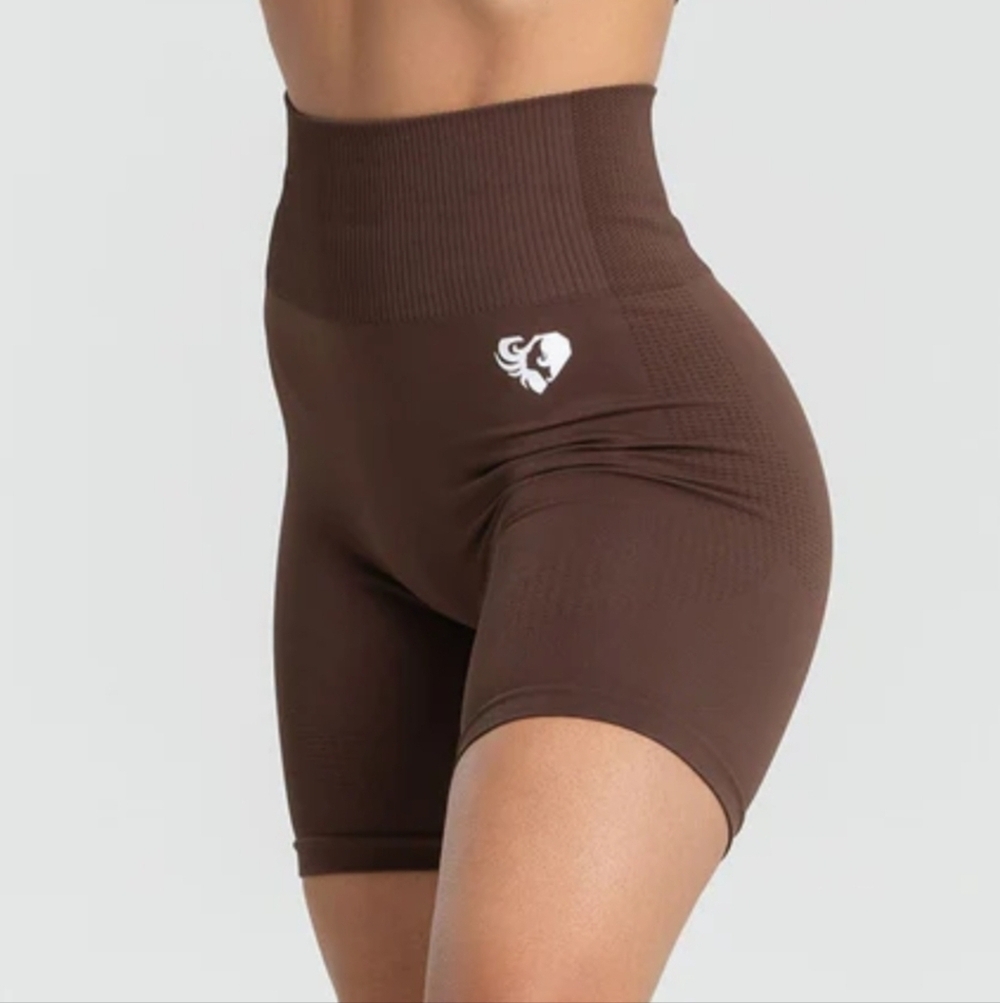 NWOT Womens Best Seamless Brown Biker Shorts High Waisted Gym Size L